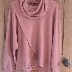Chic Dusty Rose Cowl Neck Sweater